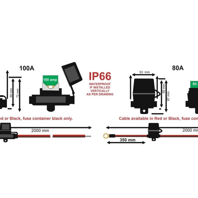 Pre - Made, Pre - Fused (waterproof) 80A and 100A cables